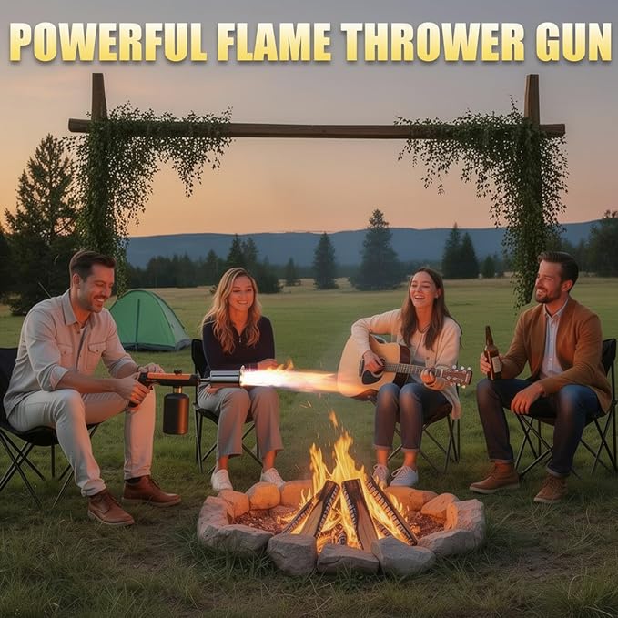 Propane Torch Gun With One-Touch Max Fire, Adjustable Kitchen Torch, Powerful Propane Torch With Many Safety Features(Tank Not Included)