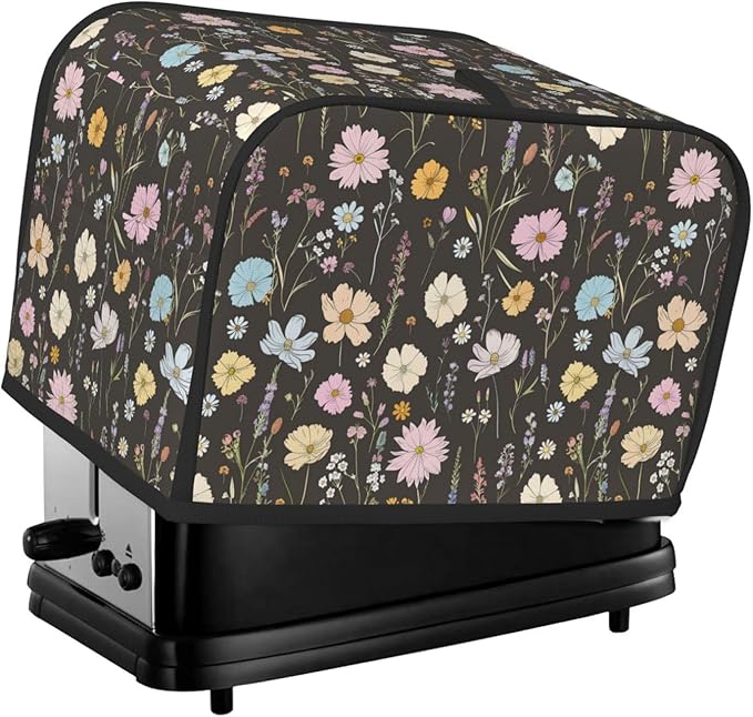 Toaster Cover 2 Slice Vintage Flower Botanical Leaf Kitchen Small Appliance Covers with Pockets Dust and Fingerprint Protection