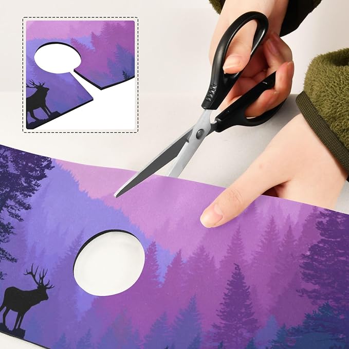 Kitchen Sink Splash Guard 2 PCS 14.7 Inch Sink Faucet Mat Splash Guard for Bathroom Countertop Water Absorbent Foldable Cuttable Soft Washable Purple Stag Mountains and Forest