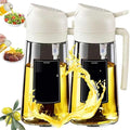 Oil Sprayer, Oil Sprayer For Cooking,2in1 Dispenser Bottle For Kitchen,16oz/470ml Glass,Food-grade Mister,for Kitchen, Air Fryer(2pcs White)