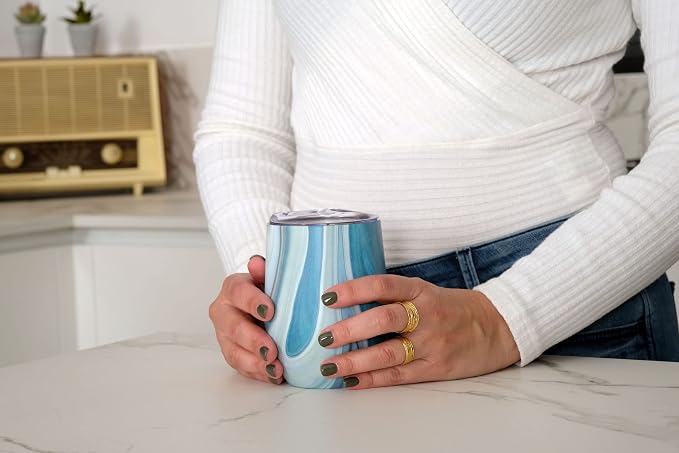 CHILLOUT LIFE 12 oz Stainless Steel Wine Tumbler with Lid - Double Wall Vacuum Insulated Wine Cup Glass Keeping Cold & Hot for Coffee, Champagne, Cocktails, Ice Cream