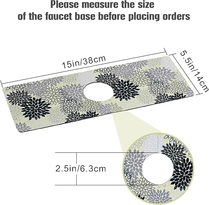 Sink Faucet Absorbing Mat, 2 Pack Drying Mat Around Faucet Sink Splash Guard Behind Faucet Sinkmat For Kitchen Bathroom Island Rv 15 * 5.5 Inch (38 * 14 cm)