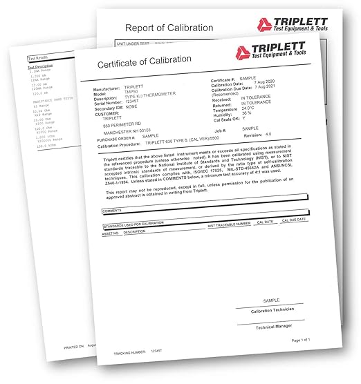 Triplett TMP50 Single Input Type K/J Thermometer with Certificate of Traceability to NIST