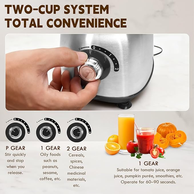 Mixer Grinder For Kitchen - Dry Grinding Cup For Grinding Spices, Nuts, Grains, And Coffee. Comes With A 750ml Fruit Juicer Cup. (Black+cup)