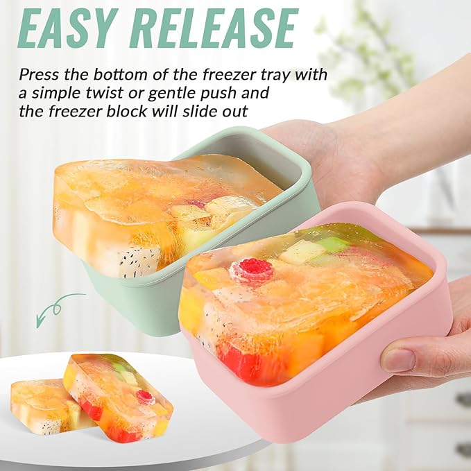 Teenyyou 6 Packs 1 Cup Silicone Soup Freezer Molds with Lid Silicone Soup Freezer Trays Rectangle Reusable Food Preserving Tray Freezing Sauces Stews(Pink, Sage Green)