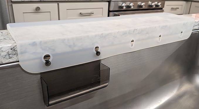 SiliProducts SiliSink XL Silicone Sink Edge Guard for Kitchen Sink - Fits 3.75” - 4” Wide - The Original Stone Protector with Sponge Caddy - Splash Guard, 20” Frosted Matte