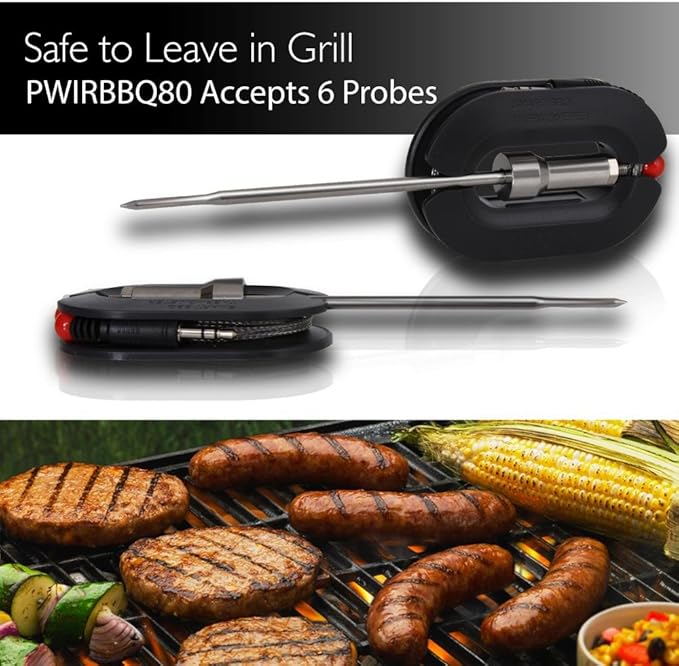 NutriChef Upgraded Barbecue Thermometer Temperature Probes - 2 Pcs Stainless Steel for NutriChef PWIRBBQ80 Bluetooth Wireless BBQ Digital Thermometer - Works w/ All Kinds of Meat - NutriChef