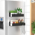 HuggieGems 2 Pack Magnetic Spice Storage Rack Organizer for Refrigerator and Oven, Black Fridge Organizers and Storage