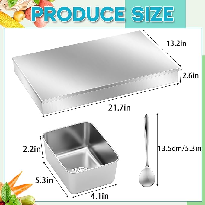 Boao 12 Compartment 304 Yakumi Pans Stainless Steel Seasoning Condiment Container with Lids Spoons, Japanese Yakumi Pans Mini Sauces Salad Dressings Storage for Food, Herbs, Spices