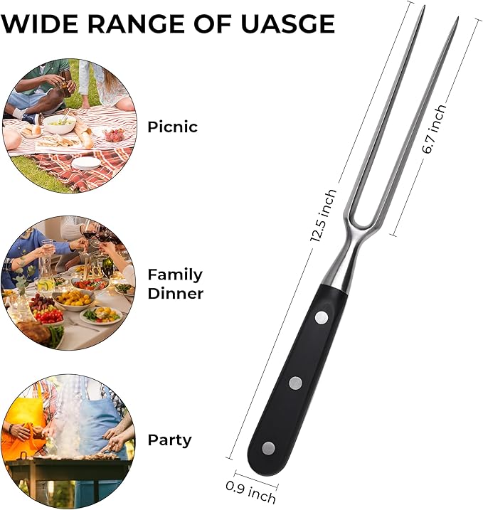 linoroso Meat Carving Fork 12.5 inch, Razor Sharp Carving Fork Barbecue Fork BBQ Tools Meat Forks Stainless Steel