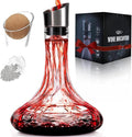Wine Decanter Built-in Aerator Pourer, 1500ml /50oz Wine Carafe with Aerator,Cleaning Beads and Cork Ball,100% Lead-free Crystal Glass Red Wine Aerator, Wine Gift for Men, Wine Accessories