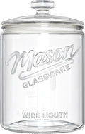 1 Gallon Glass Cookie Jar with Airtight Lid, Large Wide Mouth Mason Jar for Flour Sugar Container, Kitchen Canister for Candy, Coffee, Dog Treat Storage, Terrarium, Apothecary, Laundry Room, BPA Free