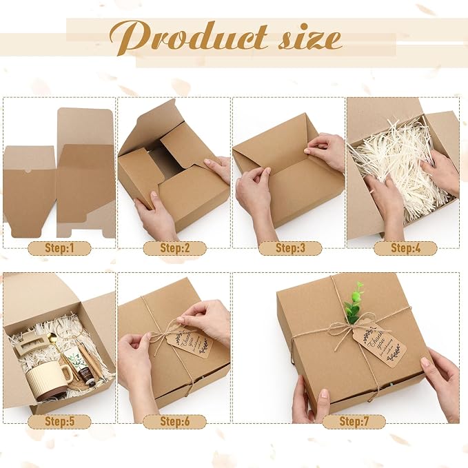 Reallnaive 61 Pcs Baby Shower Prizes for Game Winners Include Ceramic Mug Coaster Hand Cream Pen Spoon Bracelet Hair Clip Card Gift Box with Raffia for Guests Gender Reveal Bridal Shower Party(Beige)