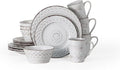 Lorren Home Trends 16 Piece Distressed Weave Dinnerware Set-White