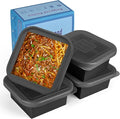 2 Cup Silicone Freezer Trays with Lid 4 Pack Silicone Freezer Molds soup freezer containers Make 4 Perfect Soups, Broths, Stews, Sauces, Curries (Black)