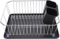 Asixxsix Dish Drying Rack, Stainless Steel Sink Organization and Storage with Utensil Holder and Drainboard, Iron Dish Drainer Rack for Kitchen Counter Sink Spoons and Forks (Silver)