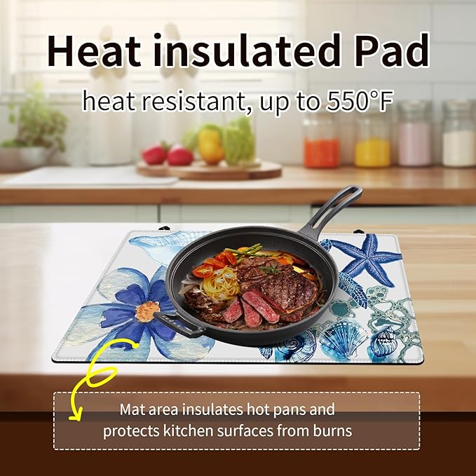 Decorative Electric Stove Top Covers, Heat Resistant Silicone Stove Cover Mat, Stove Top Protectors for Electric Flat Glass Stoves, Adds Extra Counter Space for Small Kitchens and Apartments