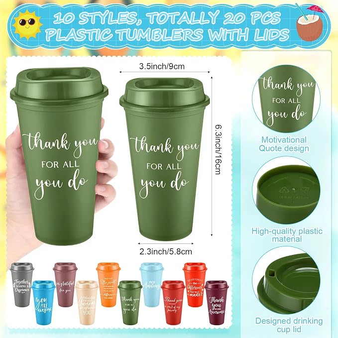 Teenyyou 60 Pcs Employee Appreciation Gift Set, 16oz Tumbler with Lid Notebook Pen Bulk Thank You Gift Holiday Party Favor for Teachers Office Coworker Teacher Staff Team (Fresh Color,Delicate Style)