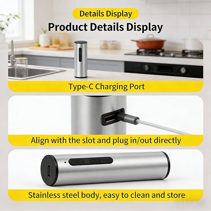 EVGATSAUTO USB Rechargeable Milk Frother, Handheld Foam Maker Electric Whisk with Stainless Steel Whisk 3 Speeds for Coffee Latte Egg Baking