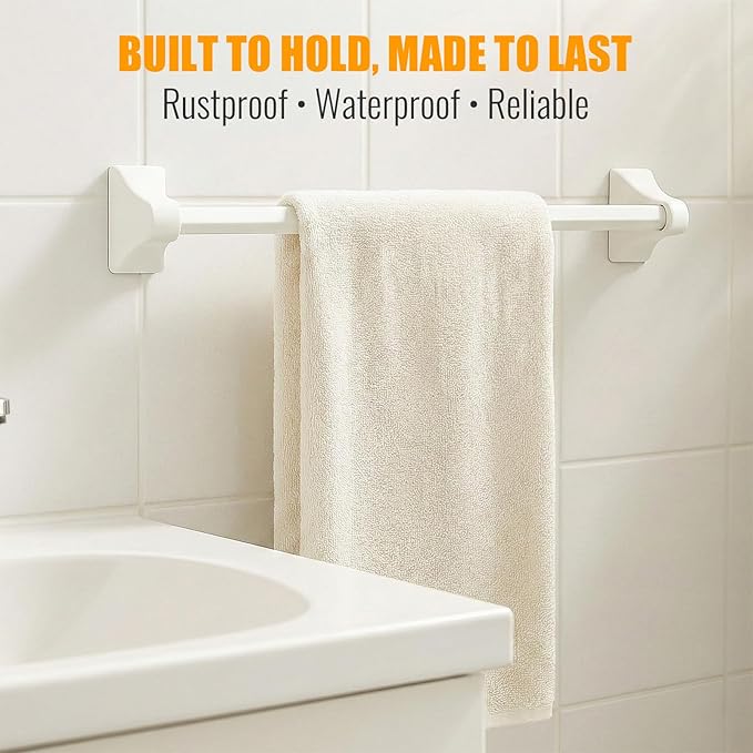 24 Inch Replacement Towel Bar for Ceramic Holder - Cut to Fit Any Size, Spring Loaded Adjustable Plastic Towel Rod for Porcelain Holders, No Demolition Installation, Rental & Vintage Bathroom Friendly