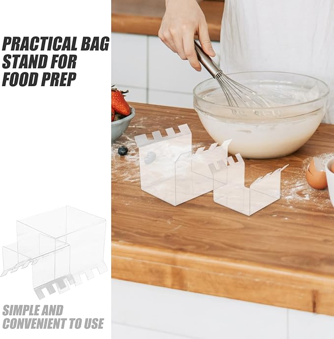 2pcs Food Prep Bag Storage Stand Efficient Space-saving Freezer Bag Holder Serrated Rack for Zipper