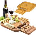 Picnic at Ascot Personalized Monogrammed Engraved Bamboo Cutting Board for Cheese & Charcuterie with Knife Set & Cheese Markers- Designed & Quality Checked in USA
