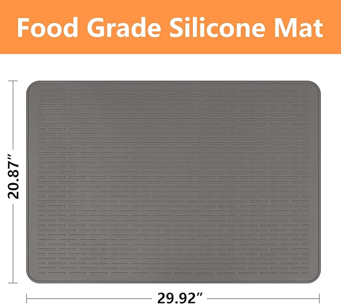 Stove Top Cover for Electric Stove- Range Covers for Electric Stove,Silicone XXL Dish Drying Mat, Glass Cooktop Covers, Flat RV Range top Mats (Gray, 30"x21")