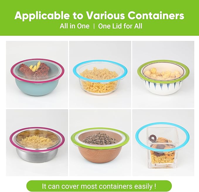 Silicone Stretch Lids Bowl Covers - Reusable silicone covers for food storage, Elastic Bowl Covers for Glass Containers, Round & Rectangle Containers, Food Covers for Keep Food Fresh, 4.6-7.8", 4 PCS
