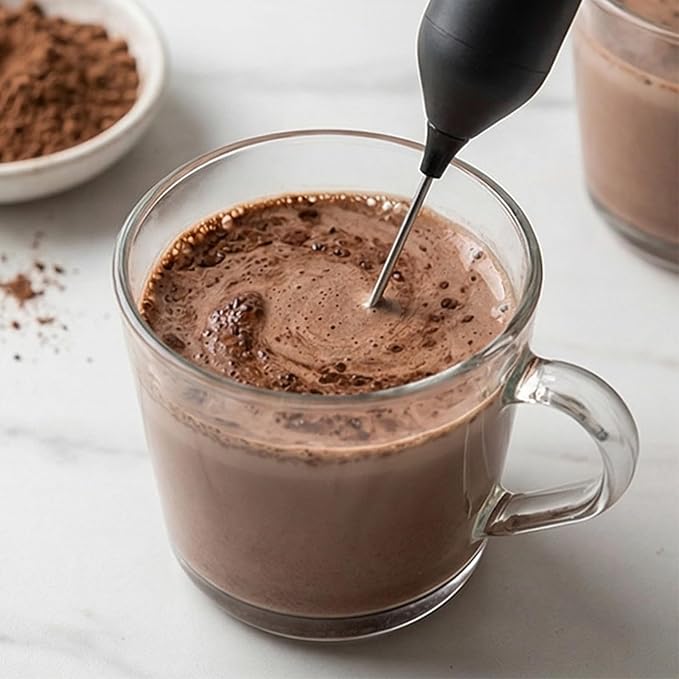 Electric Milk Frother Handheld Whisk Suitable for Coffee and Hot Chocolate with and Ergonomic Grip