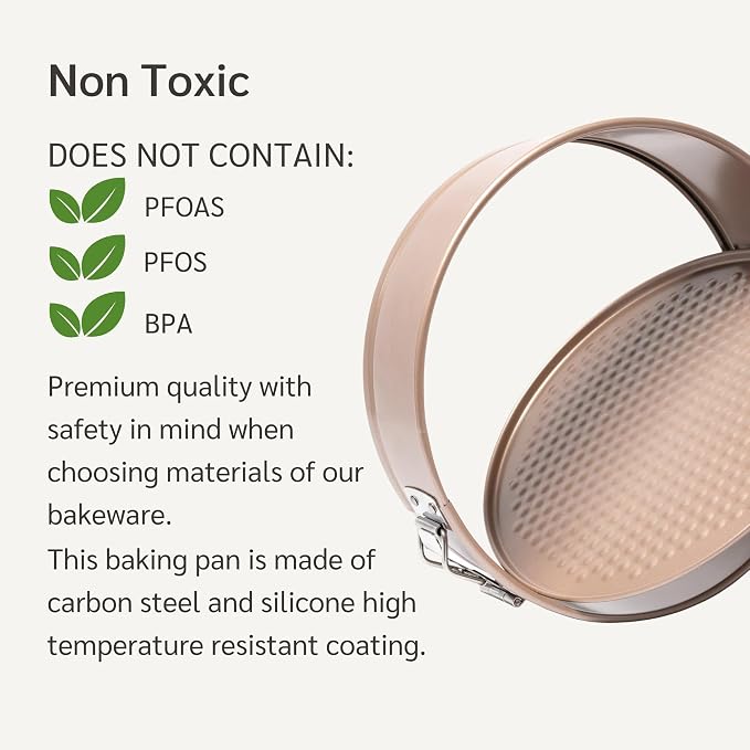 HAPPIELS 9in Springform Pan Nonstick for Oven Baking, PFOA & BPA Free | 9'' Cheesecake Mold Leakproof | Spring-form Round Cake Pans | Nontoxic Non Stick Spring Form Pan, Spring-Form Pans Leak Proof