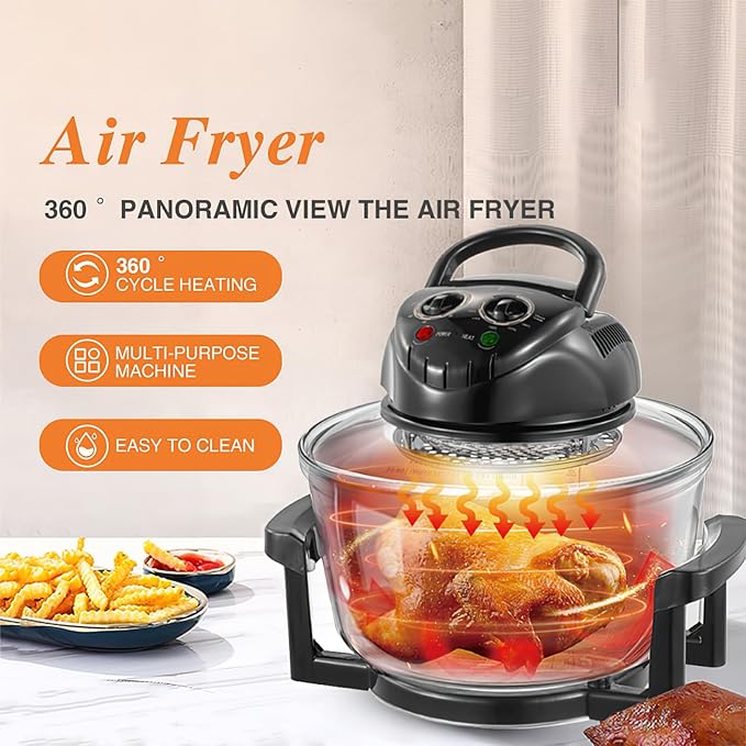 20L 3-in-1 Turbine light wave oven，glass air fryer, 360 ° circulating heating, high-precision glass body, healthy kitchen baking, toaster, broiler, toaster, steamer, and grill (3)