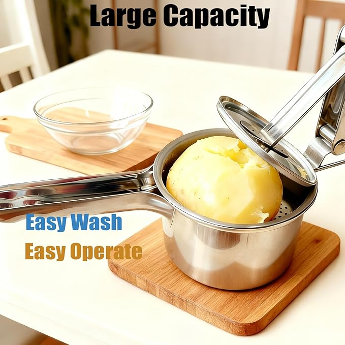 Potato Ricer Masher Stainess Steel: Heavy Duty Ricer for Mashed Potatoes for Home Kitchen - Kitchen Gadgets for Vegetable Garlic Food Press Cup- Housewarming Gift for Women Homeowner