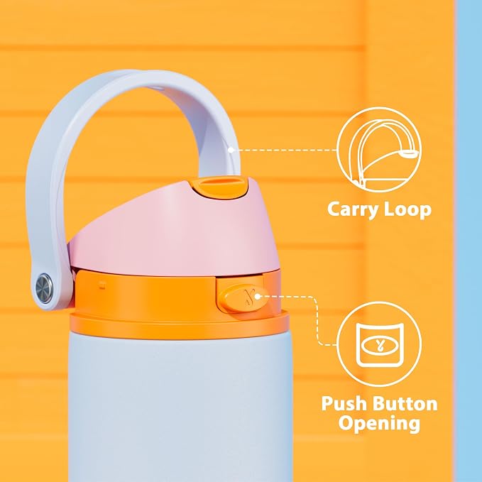 24 oz Insulated Water Bottle with Straw: Meoky Stainless Steel Metal Water Bottle with 2-in-1 Lid - Leak Proof, Cold for 24 Hours, Fits in Car Cup Holder, BPA-Free for Gym Travel Sports, Periwinkle