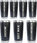 PartyGifts&beyond Groomsmen Gifts, 7Packs Bachelor Party Gifts Tumblers, Team Groom Cups 20 OZ Stainless Steel Tumbler with Lid and Straw for Wedding and Groomsman(Bold)