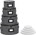 Aokeyee 4-Piece Plate Storage Box, Hard Shell Storage Containers with 48 Soft Dividers for Saucer, Dessert, Salad & Dinner Plates, Sturdy Quilted Stackable Dish Organizer for Moving & Protection, Grey