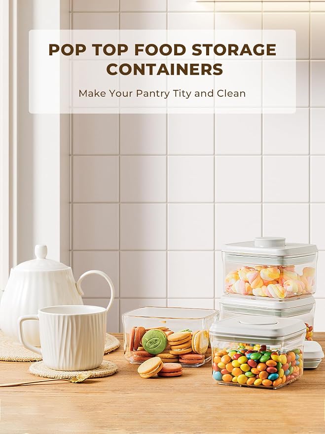 Mini Snack Container, 0.3 Qt / 320ml Small Airtight Food Storage Container with Pop-Top Lid, BPA-Free Food-Grade Plastic Jar for Candy, Nuts, Brown Sugar, Tea Bags, Spices