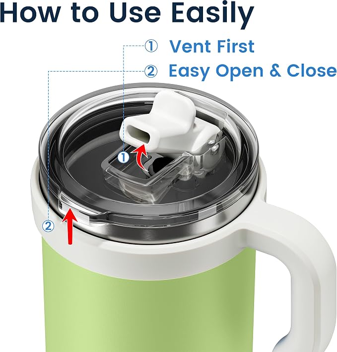 24Oz Insulated Tumbler with Flip Straw Lid - 100% Leakproof, 100% Clean, Vacuum insulated Stainless Steel | BPA-Free, Handle & Cupholder Compatible - 24H Cold, Travel/Gym/Office