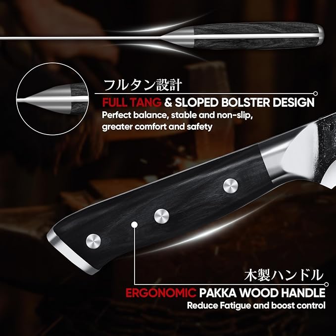 Huusk Butcher Knife for Meat Cutting, 10 Inch Curved Carving Knives with Wood Handle, Japanese Brisket Slicing Knives for BBQ, Turkey, Ideal Grilling Gift for Men and Women