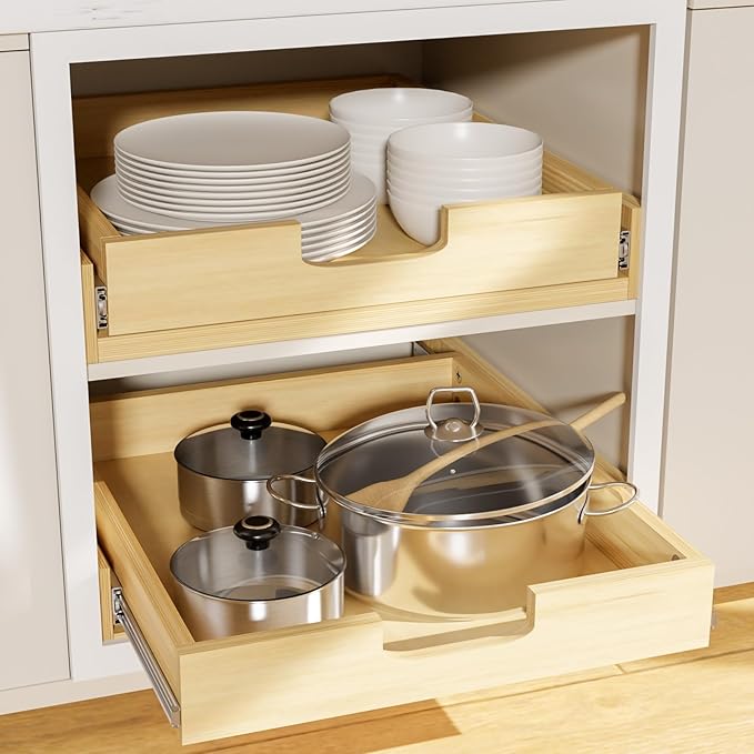 Pullout Cabinet Organizer, 20''W×21''D×3''H Slide Out Shelves for Kitchen Cabinets, Pull out Drawers for Kitchen Cabinets, Pantry, Bathroom, & Storage Organization