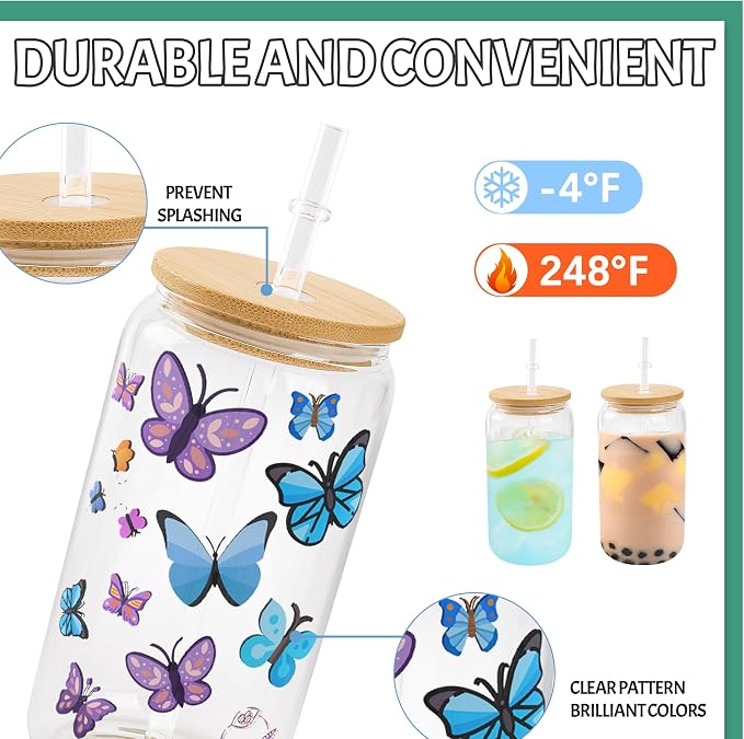 Joyclub Bundle of 8 Set Sublimation Tumblers and 8 Pack Sublimation Glass Cups
