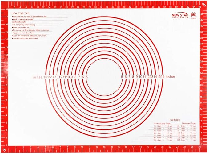 New Star 1029024 Non-Slip Silicone Pastry Mat, Extra Large with Measurements, 20x28'', NSF International Certified