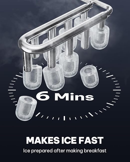 Silonn Ice Maker Countertop,Self-Cleaning Ice Makers with Basket and Scoop,9 Cubes in 6 Mins, 26 lbs per Day, Ideal for Home,Kitchen,Camping,RV,White