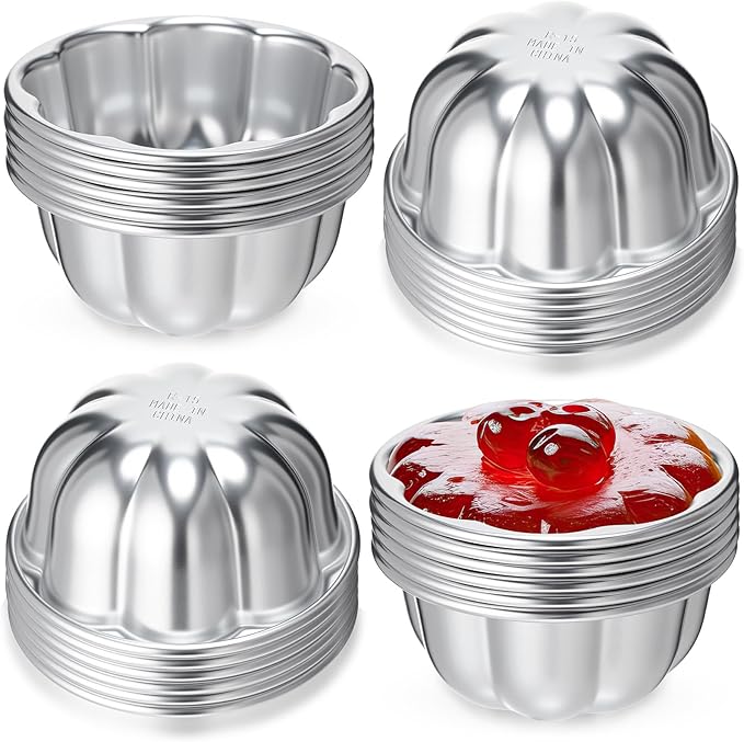 Honeydak 24 Pack Pudding Cup Pans Mini Fluted Cake Small Jelly Pans Aluminum Alloy Reusable Cake Tartlets for Baking Egg Tart Flan Cupcake Bread Muffin Brownie Pudding, Non-sticky(R-15)