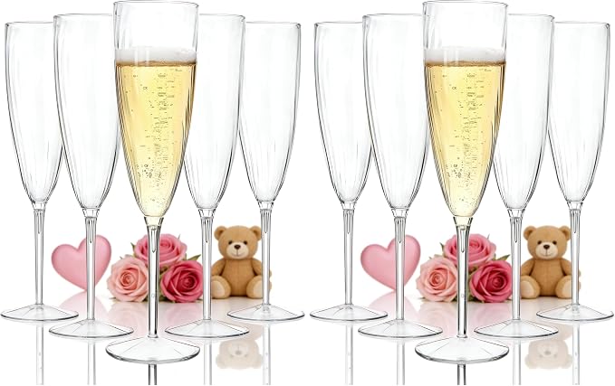 WDF 36PCS Clear Champagne Flutes Plastic - 6 OZ Clear Disposable Champagne Flutes Party Supplies for Wedding/Birthday/Parties (Pack of 2)