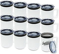 10 oz Tumbler with Handle and Straw Stainless Steel Insulated Coffee Mug for Laser Graving Powder Coated Cup with Black Plated(White,12 pack)