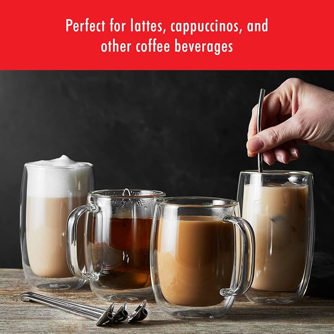 ZWILLING Sorrento Plus 8-pc Double-Wall Glass Coffee Mug Set