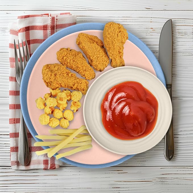 Wrova Wheat Straw Dinnerware Sets 40PCS, Unbreakable Plates and Bowls Sets Service for 8, Microwave and Dishwasher Safe Dish Set, Dinning Plates/Cereal Bowls/Drinking Cups for Kitchen,Camping-Nordic