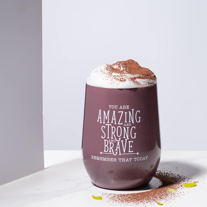 DIVERSEBEE Inspirational Thank You Gifts for Women, Mom, Sister, Wife, Girlfriend, Coworker, Best Friend, Encouragement Birthday Wine Gifts - Insulated Wine Tumbler Cup with Lid 12oz(Mauve)
