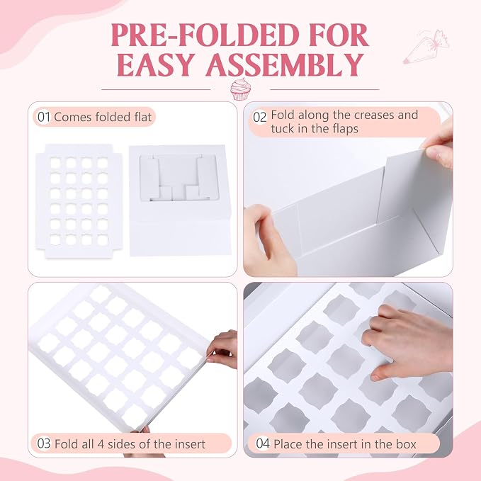 10 Pack Dessert Shooter Box with Window, Holds 24 Count 3 oz Square or Round Cups, Disposable Dessert Carrier for Party & Catering, 12.8 x 8.8 x 5.5 Inch