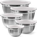 FineDine Stainless Steel Mixing Bowls Set with Lids, Home Kitchen Cooking Essentials Household Must Haves for Baking, 5 Pieces